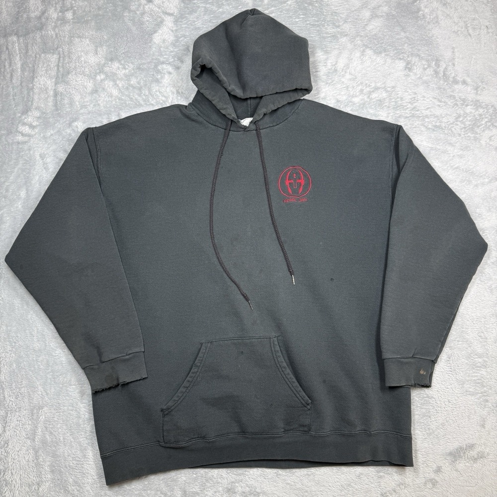 Vintage Pearl Jam Binaural Robot Hoodie Men 2XL Black Distressed Faded Stained